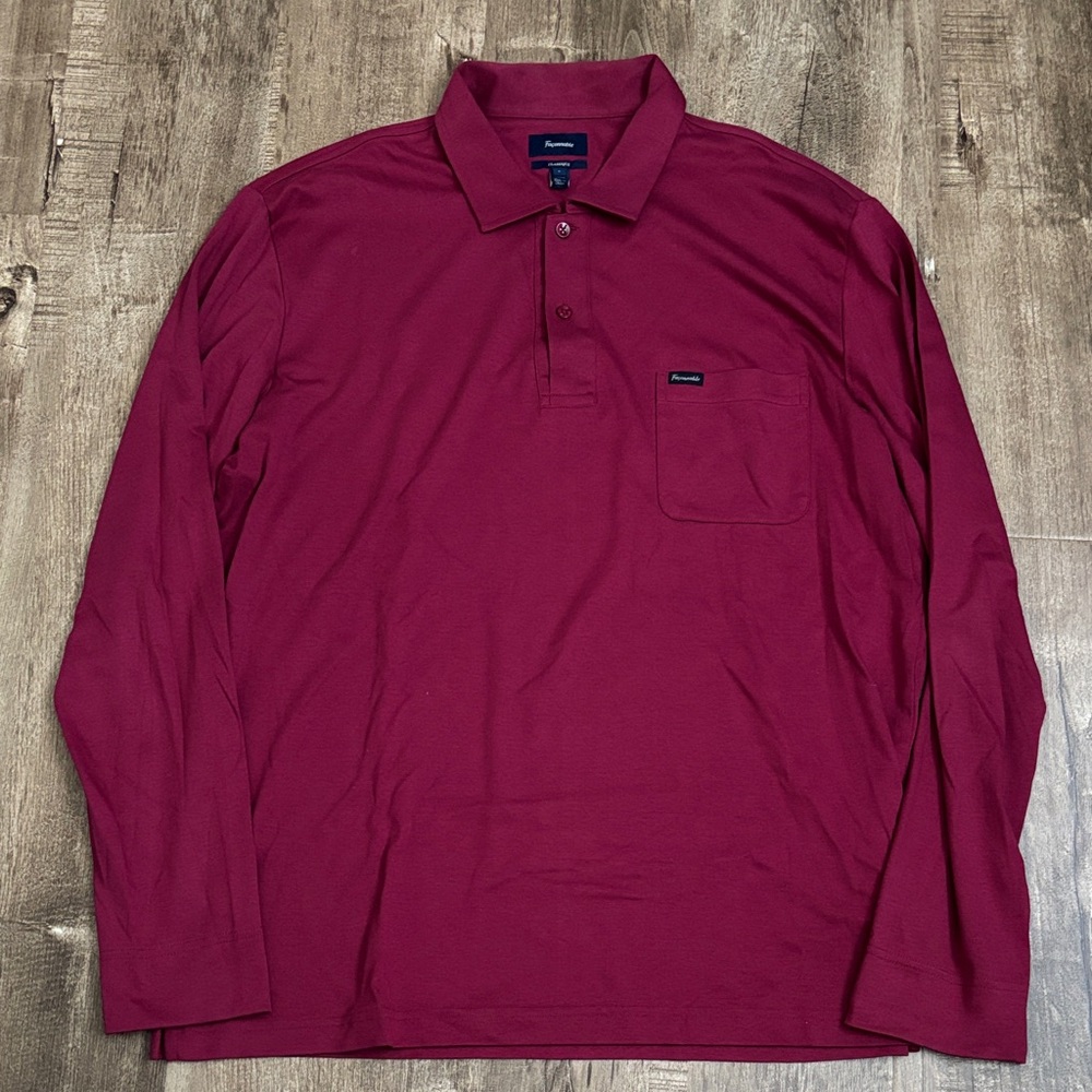Faconnable Classique Long Sleeve Magenta Polo Shirt
